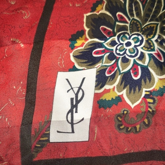 Yves Saint Laurent Large Red Scarf 42” X 42” - Picture 5 of 8